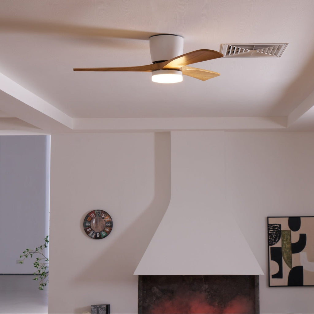 Ventilateur de Plafond en Bois Nordique avec Télécommande LED