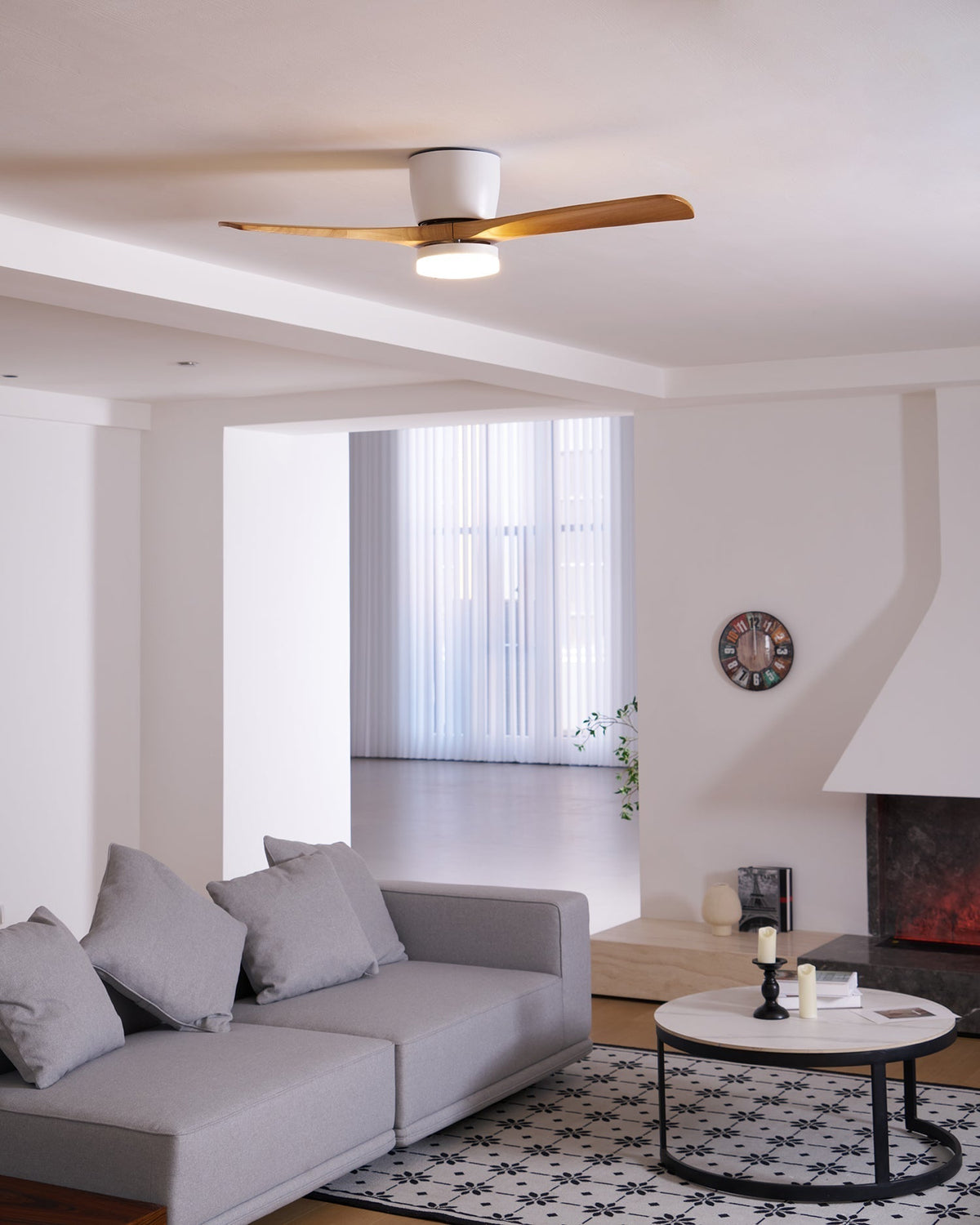 Ventilateur de Plafond en Bois Nordique avec Télécommande LED