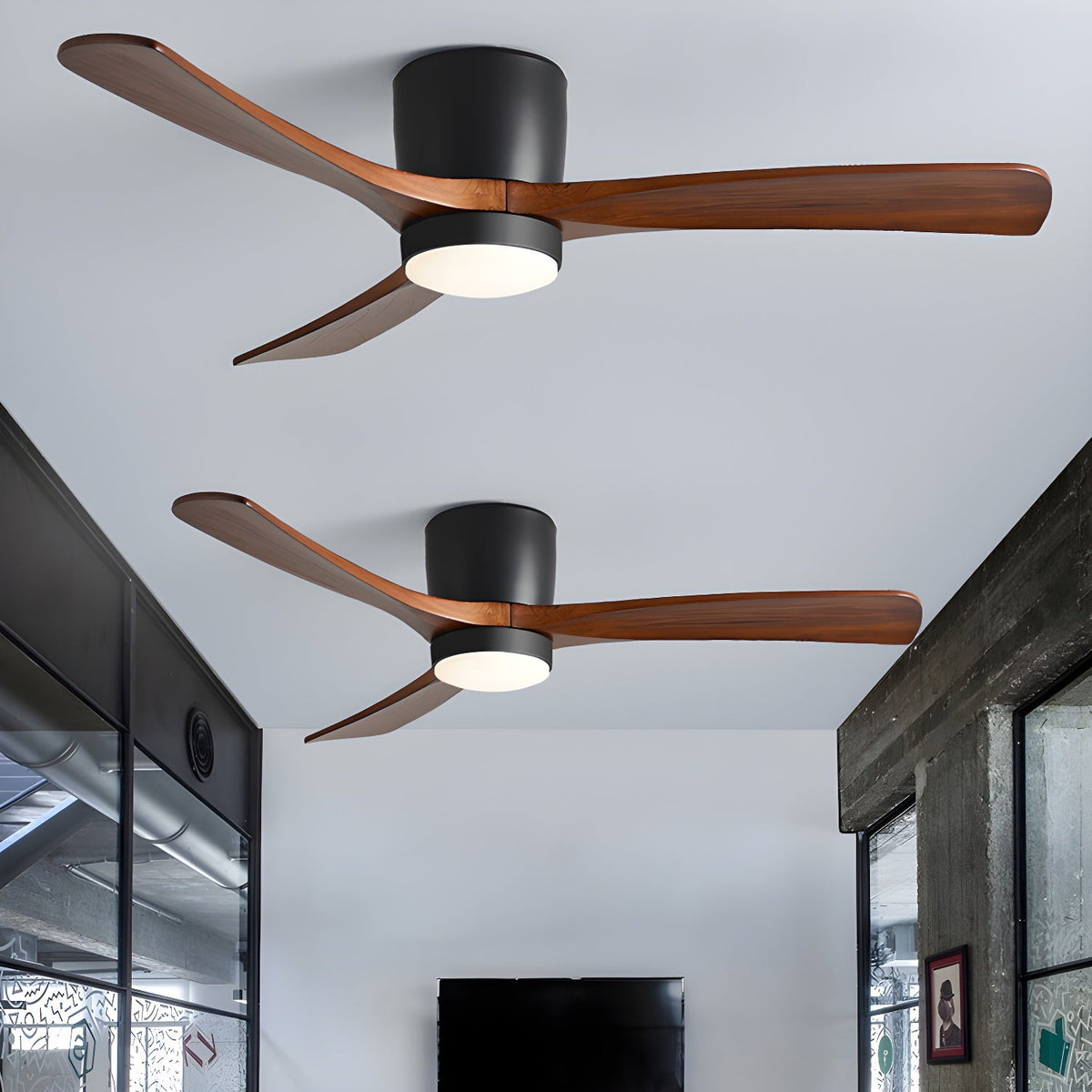 Ventilateur de Plafond en Bois Nordique avec Télécommande LED
