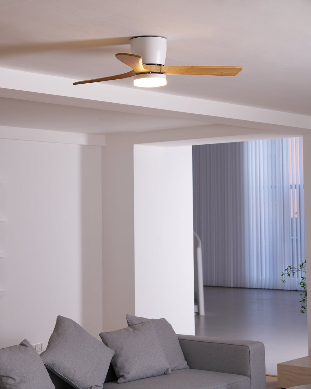 Ventilateur de Plafond en Bois Nordique avec Télécommande LED