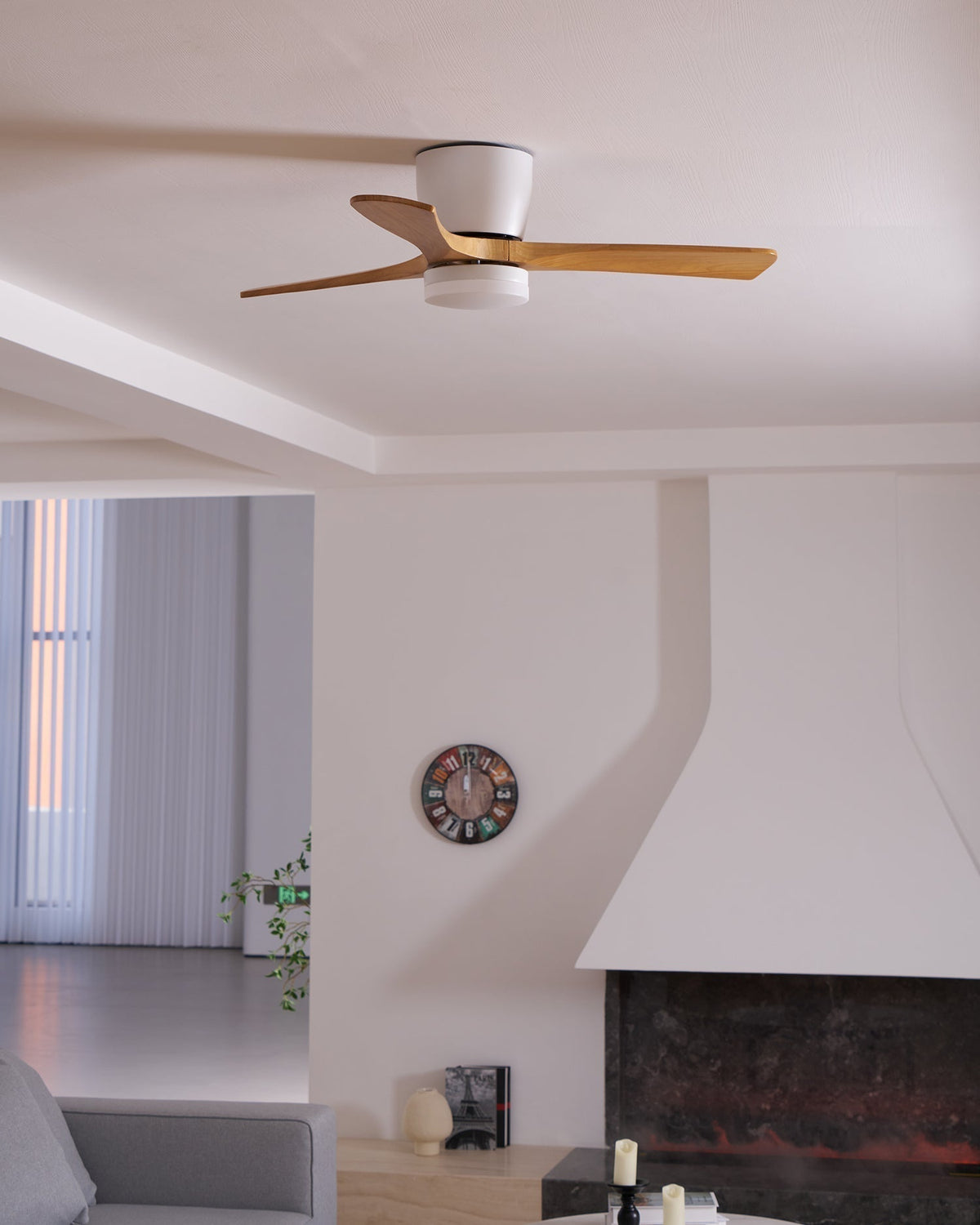 Ventilateur de Plafond en Bois Nordique avec Télécommande LED