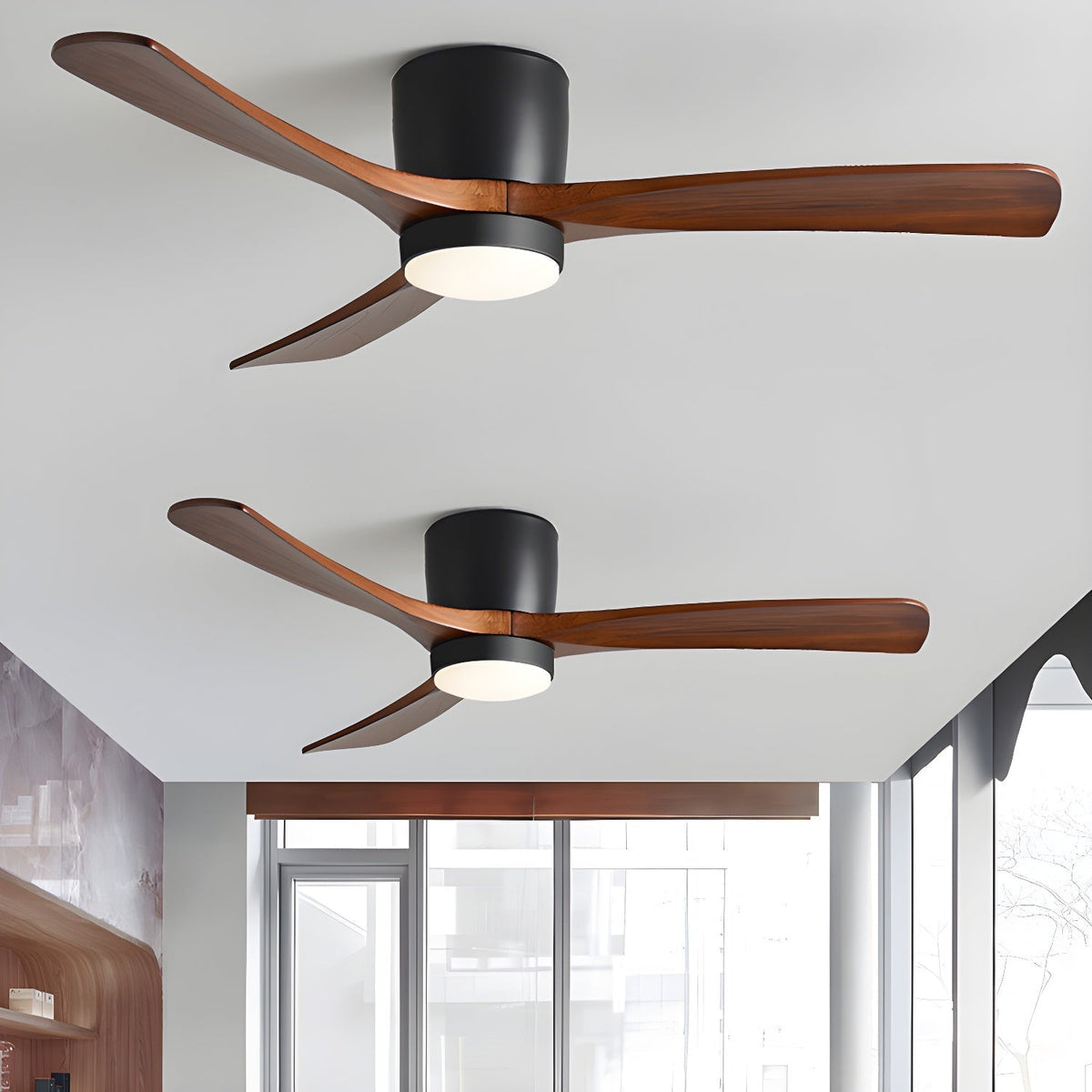Ventilateur de Plafond en Bois Nordique avec Télécommande LED