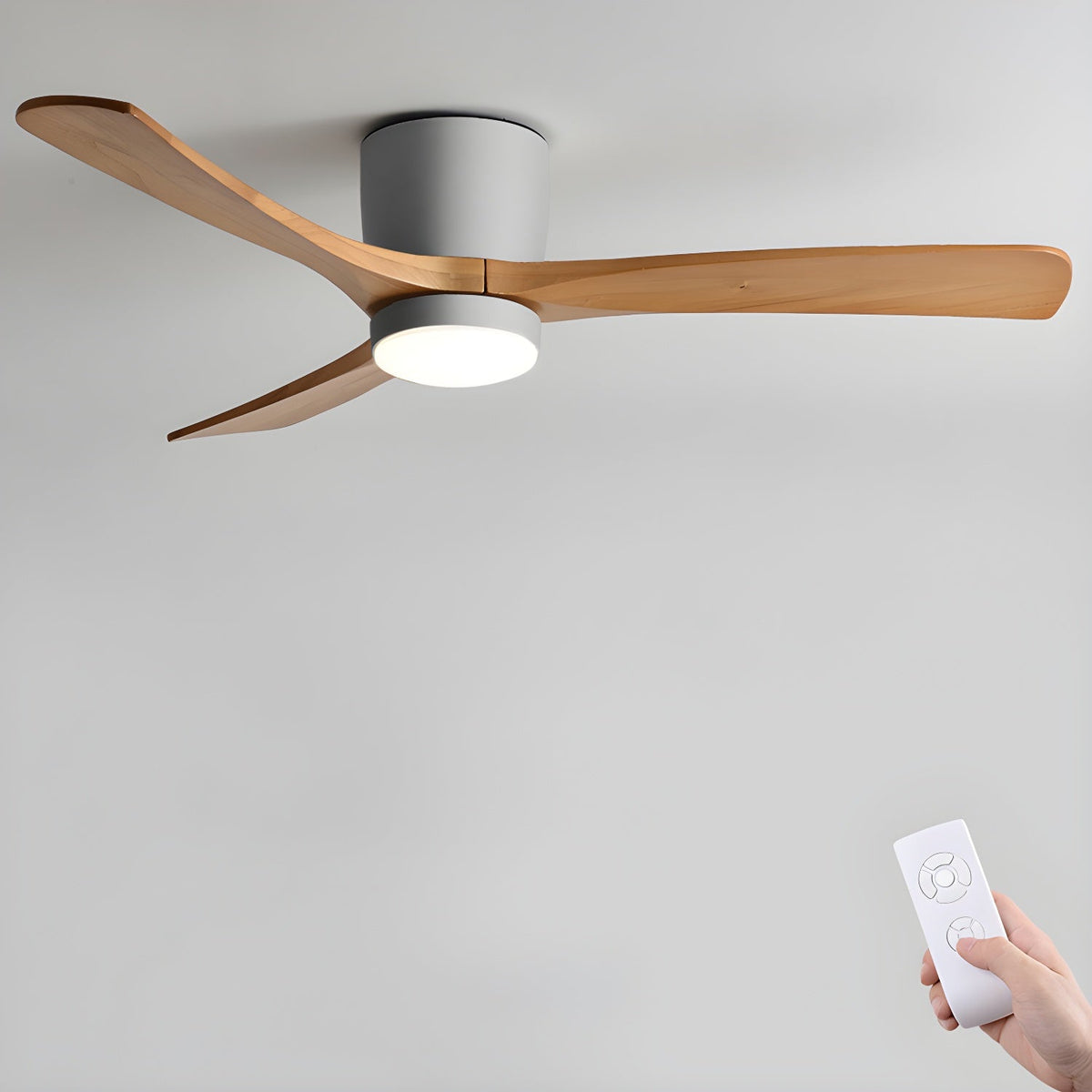 Ventilateur de Plafond en Bois Nordique avec Télécommande LED