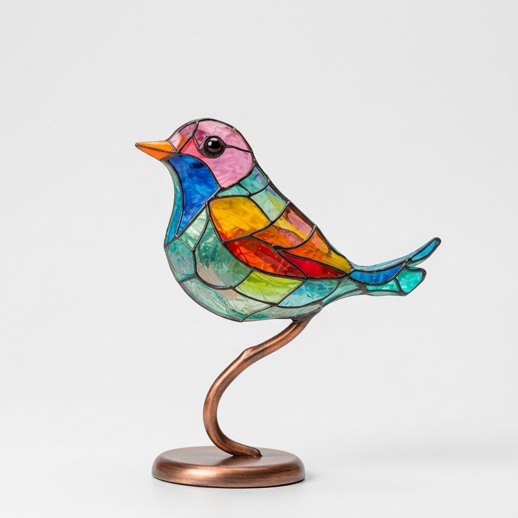 Décoration de Fenêtre avec Oiseaux Colorés Style Artistique pour la Maison