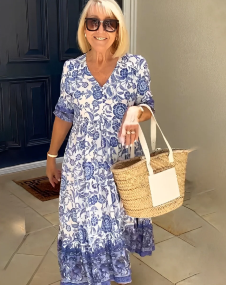 Hannah - Robe bohème avec décolleté en V et imprimé floral