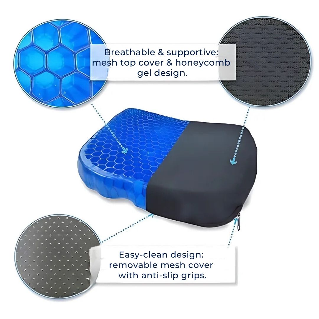 Coussin de Siège en Gel Orthopédique pour le Soutien du Coccyx et du Dos