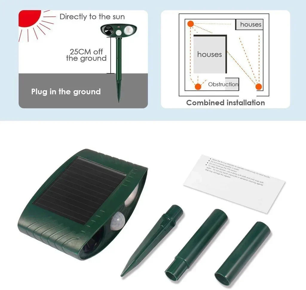 Répulseur Ultrasonique Solaire pour Jardins