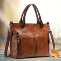 Sac Tote en Cuir Élégant Avec Poches Frontales Fonctionnelles