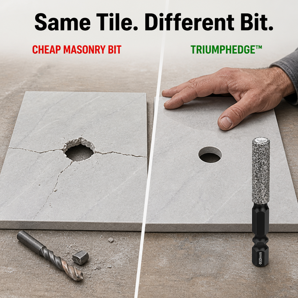 TriumphEdge™ — Percez des trous propres dans le carrelage, le marbre et le verre sans eau