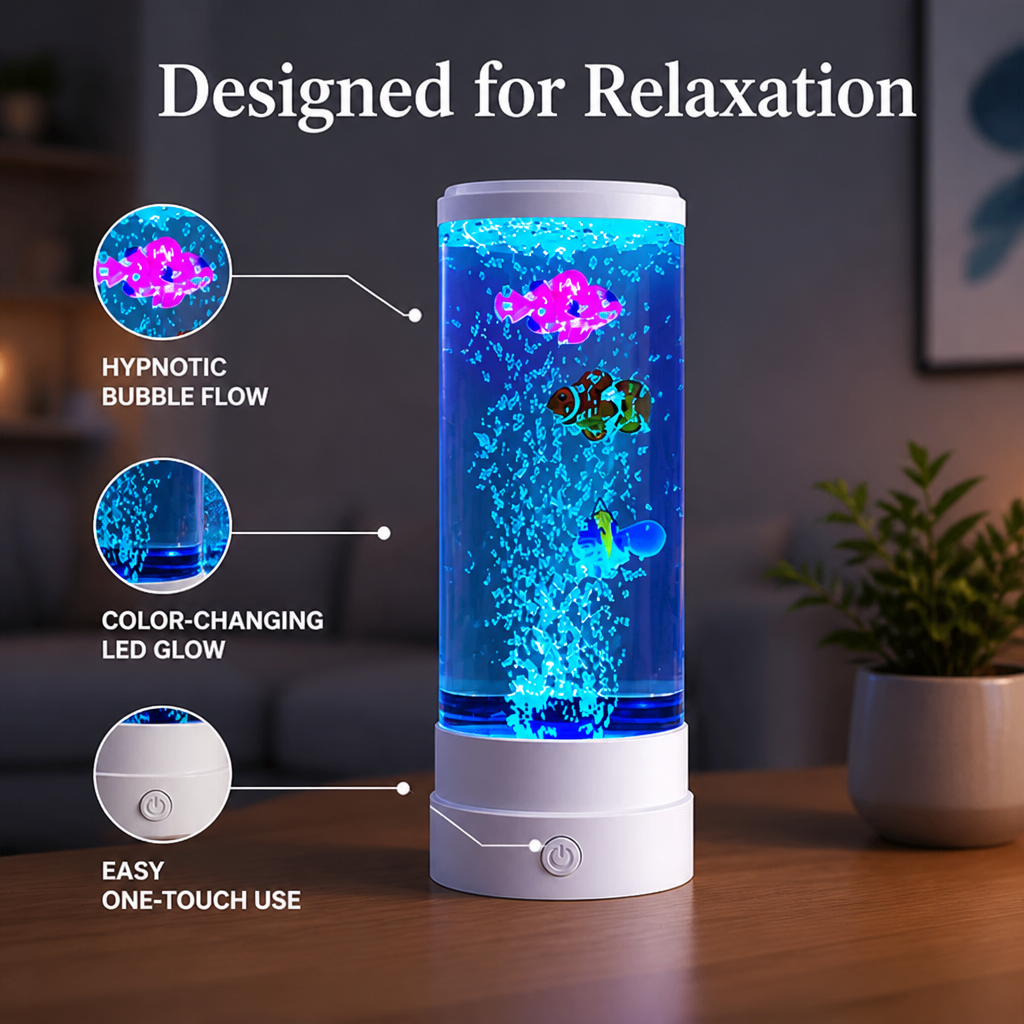 AuraMist™ Lampe à Bulles — Plongez Dans un Calme Instantané Avec Une Lumière Hypnotique Apaisante