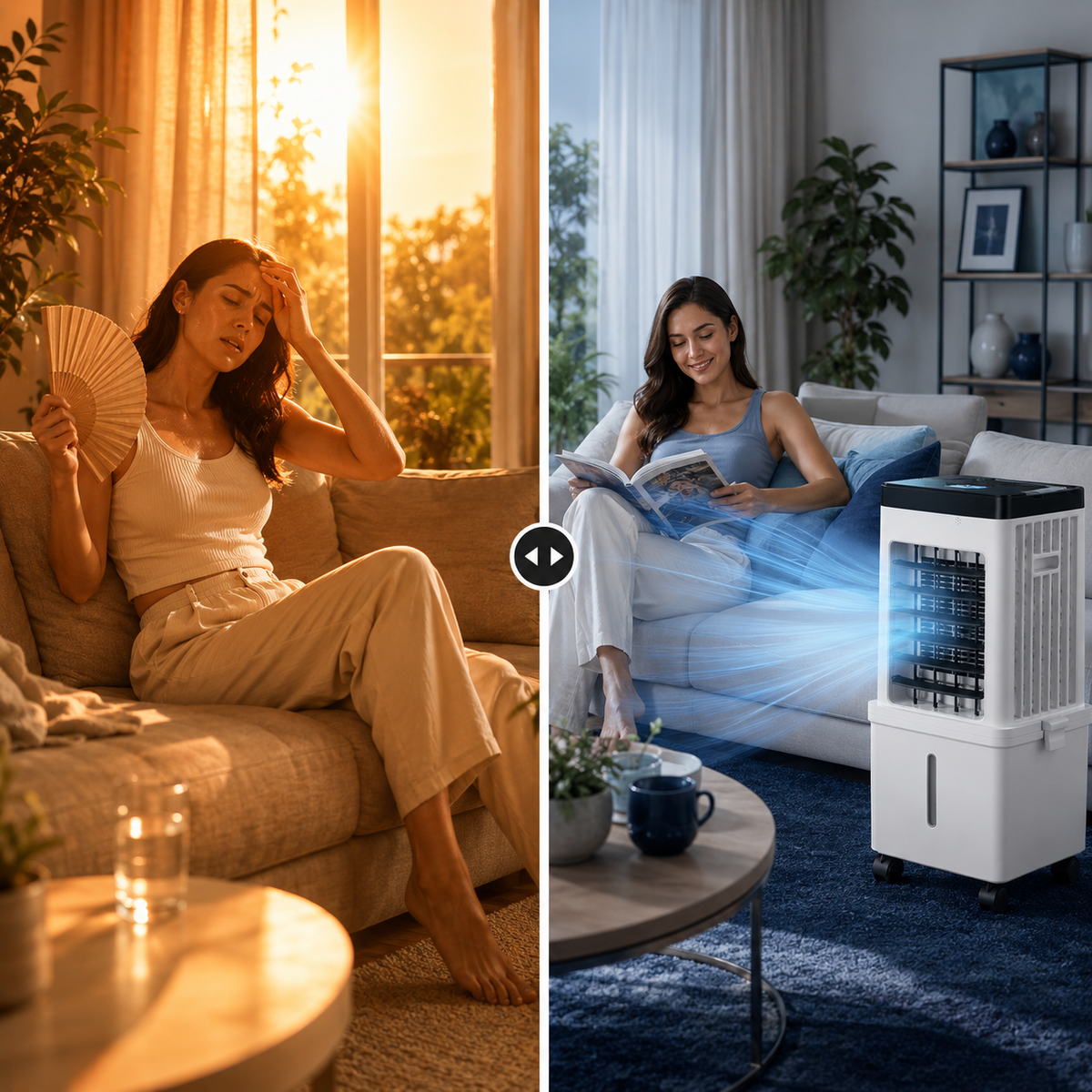 Refroidisseur d'air portable 3-en-1, Humidificateur & Purificateur