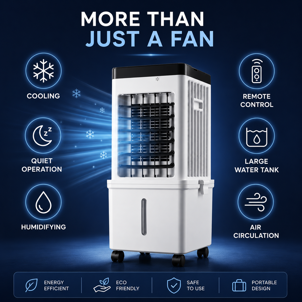 Refroidisseur d'air portable 3-en-1, Humidificateur & Purificateur