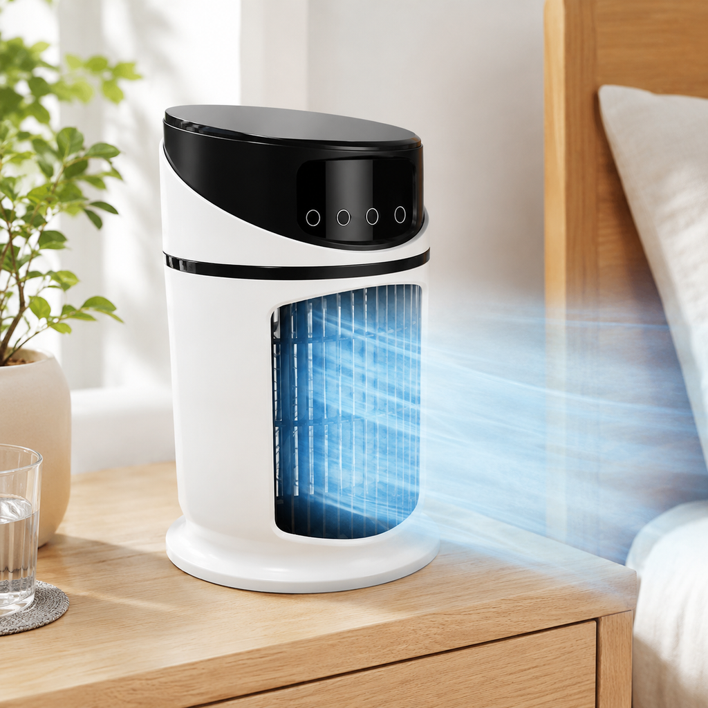 Ventilateur de refroidissement portable 4-en-1 avec lumière LED