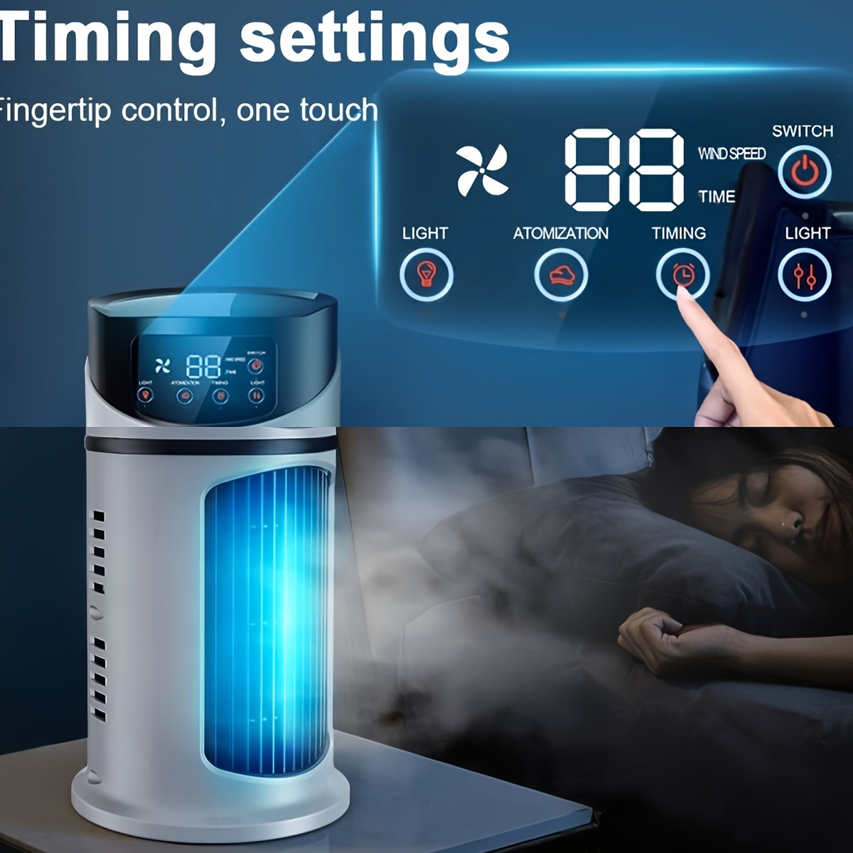 Ventilateur de refroidissement portable 4-en-1 avec lumière LED
