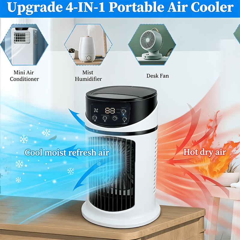 Ventilateur de refroidissement portable 4-en-1 avec lumière LED