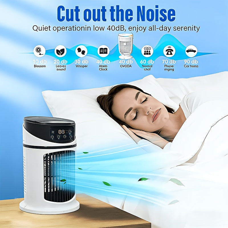 Ventilateur de refroidissement portable 4-en-1 avec lumière LED