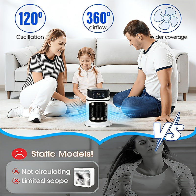 Ventilateur de refroidissement portable 4-en-1 avec lumière LED