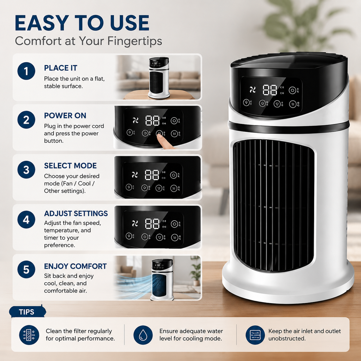 Climatiseur Portable - Refroidisseur Personnel Énergétiquement Efficace