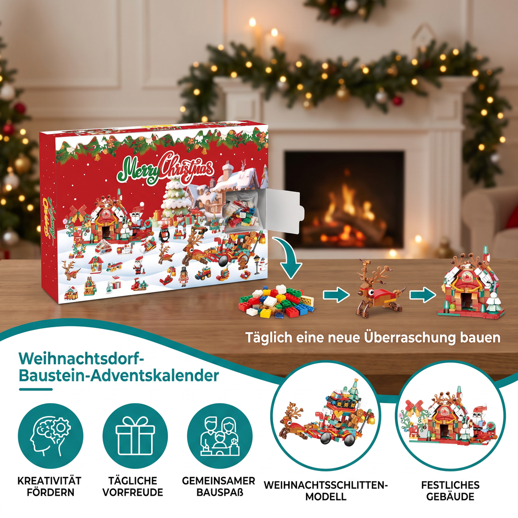 Calendrier de l'Avent Kerstdorp Bouwstenen – 24 Jours de Plaisir de Noël
