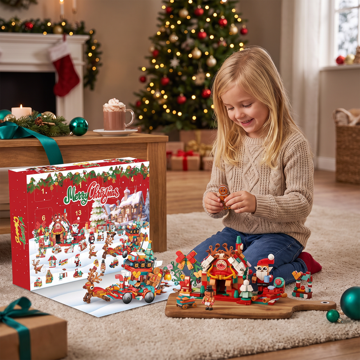Calendrier de l'Avent Kerstdorp Bouwstenen – 24 Jours de Plaisir de Noël