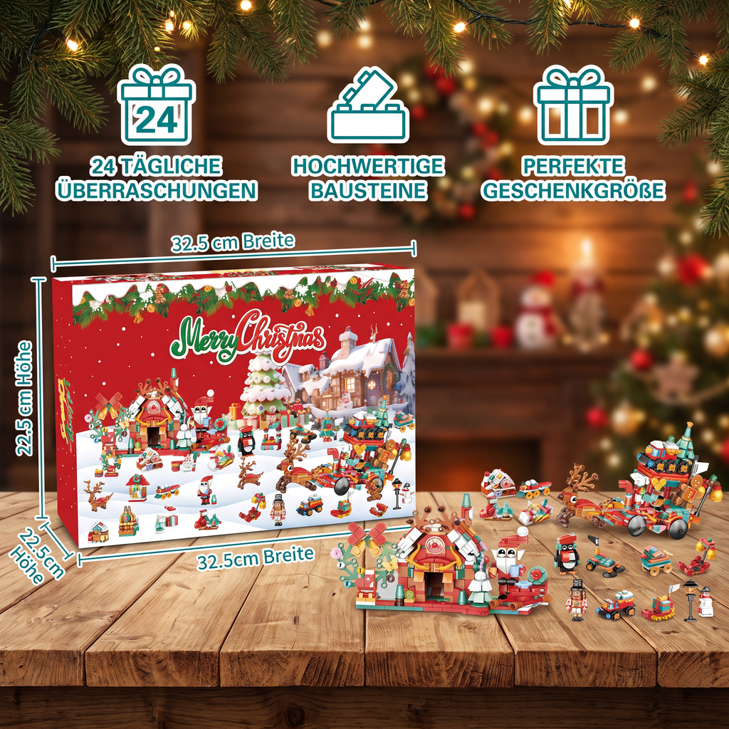 Calendrier de l'Avent Kerstdorp Bouwstenen – 24 Jours de Plaisir de Noël