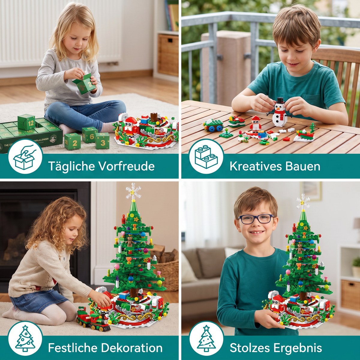 Calendrier de l'Avent en Blocs de Construction Sapin de Noël – 24 Jours de Plaisir de Construction