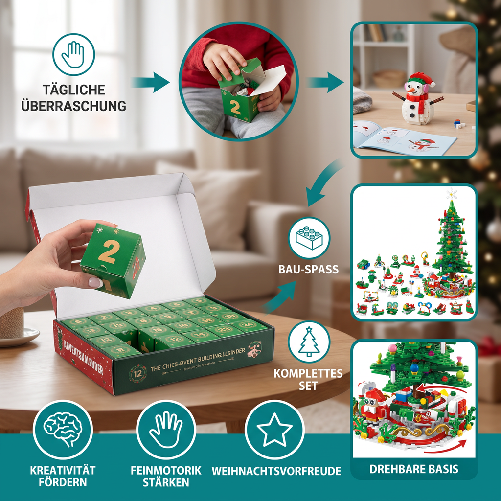 Calendrier de l'Avent en Blocs de Construction Sapin de Noël – 24 Jours de Plaisir de Construction