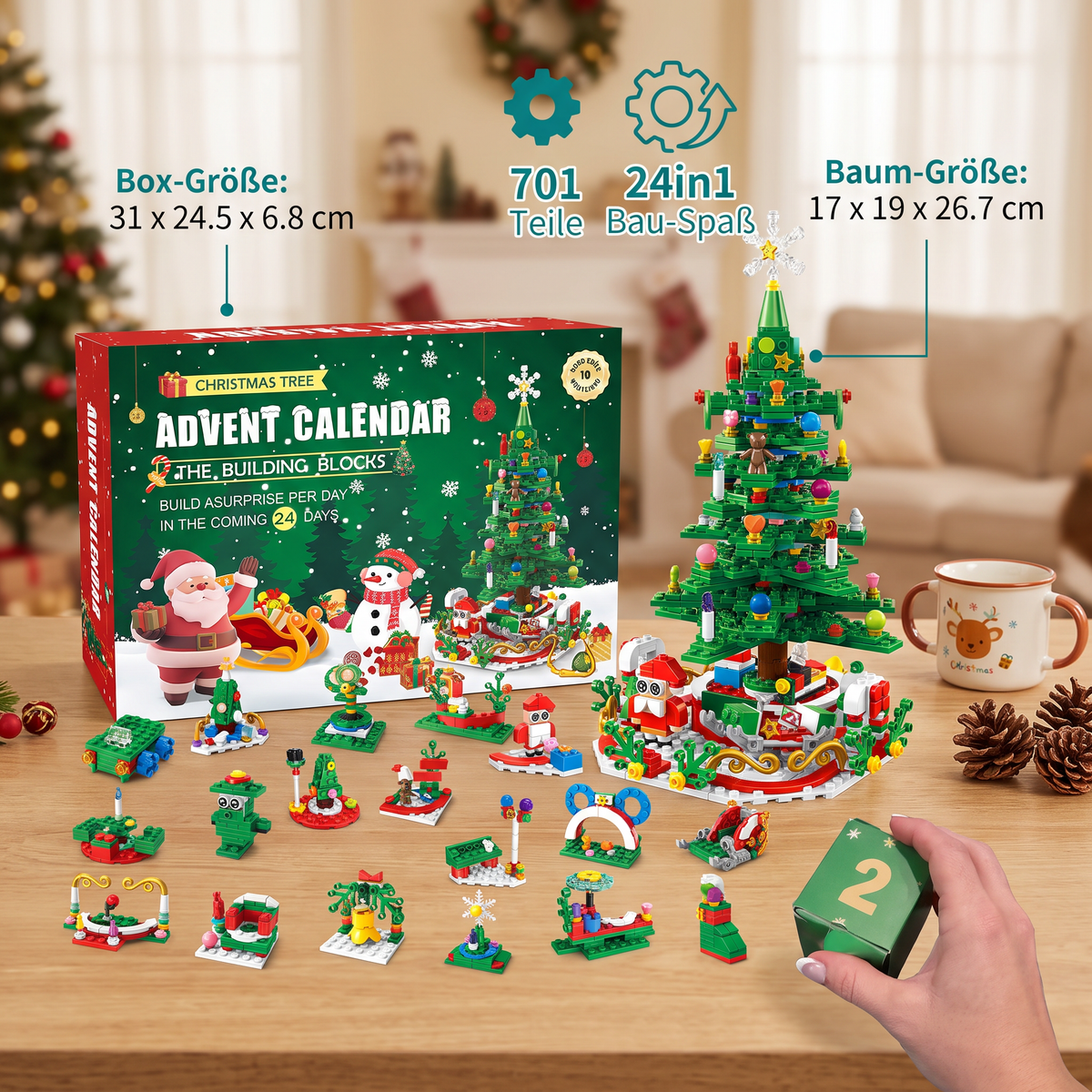 Calendrier de l'Avent en Blocs de Construction Sapin de Noël – 24 Jours de Plaisir de Construction