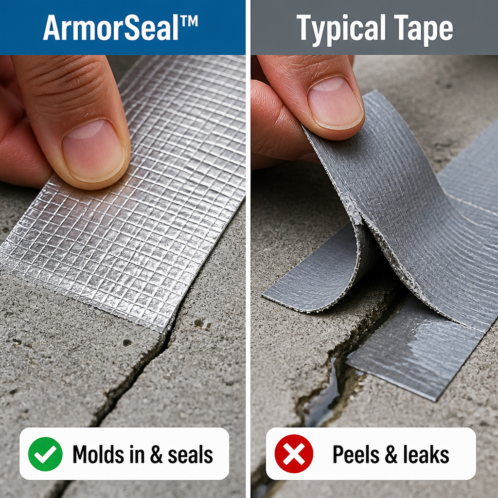 ArmorSeal™ — Arrêtez les fuites de toit, de gouttière et de tuyau à froid en un seul décollage