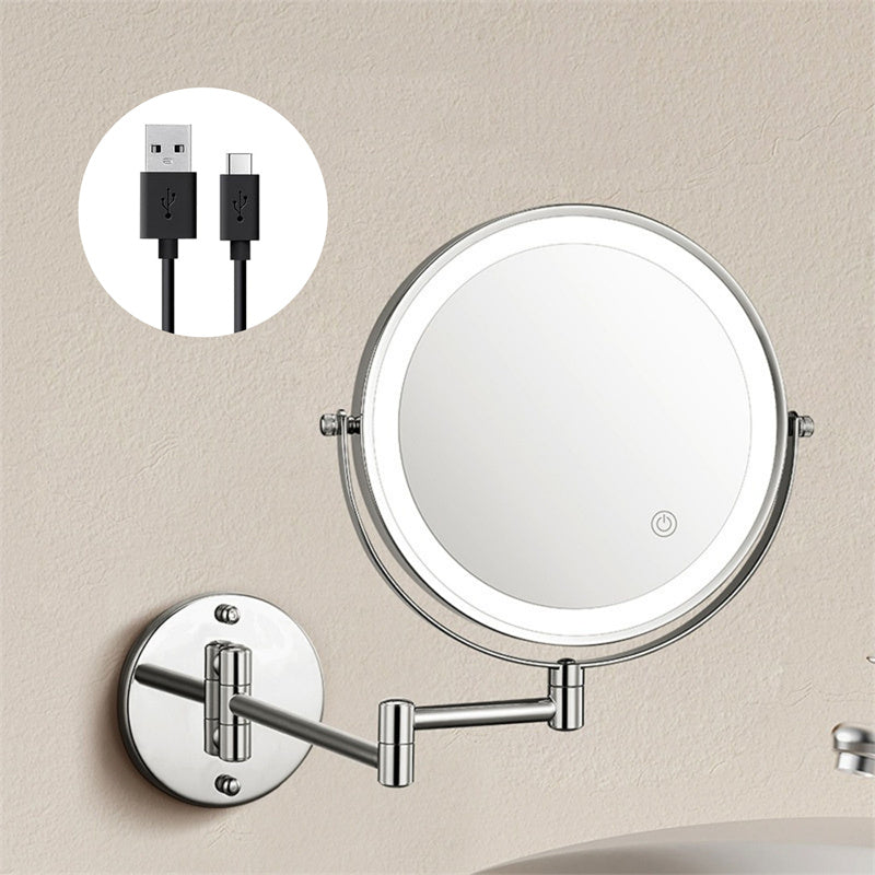 Miroir de Rasage Mural Rechargeable avec Éclairage LED