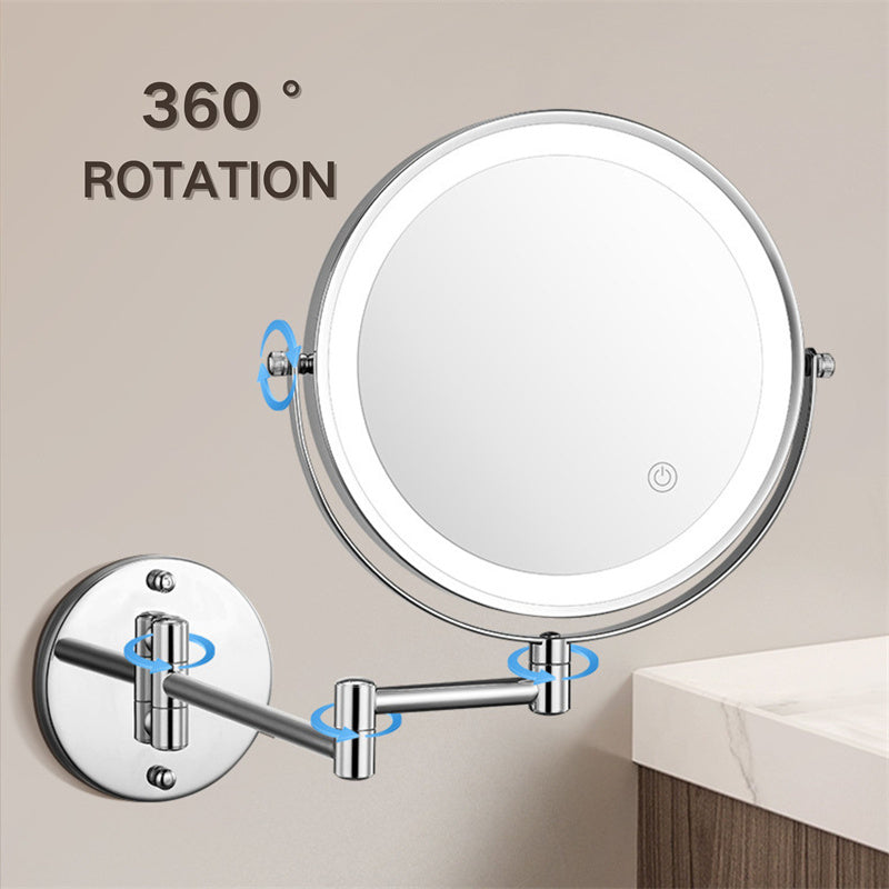 Miroir de Rasage Mural Rechargeable avec Éclairage LED