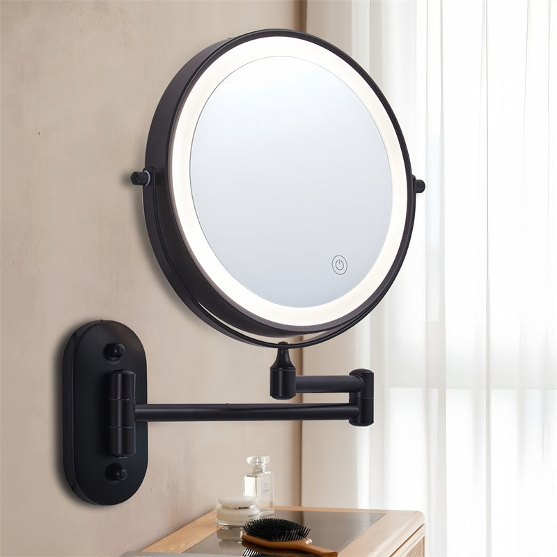 Miroir de Rasage Mural Rechargeable avec Éclairage LED