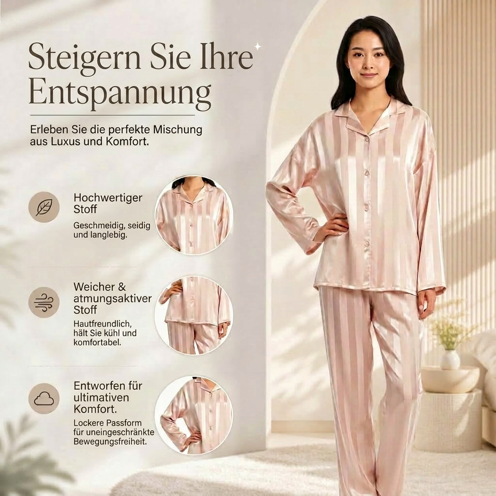Ensemble de Pyjama en Satin Luxueux pour Femmes | Vêtements de Nuit Élégants