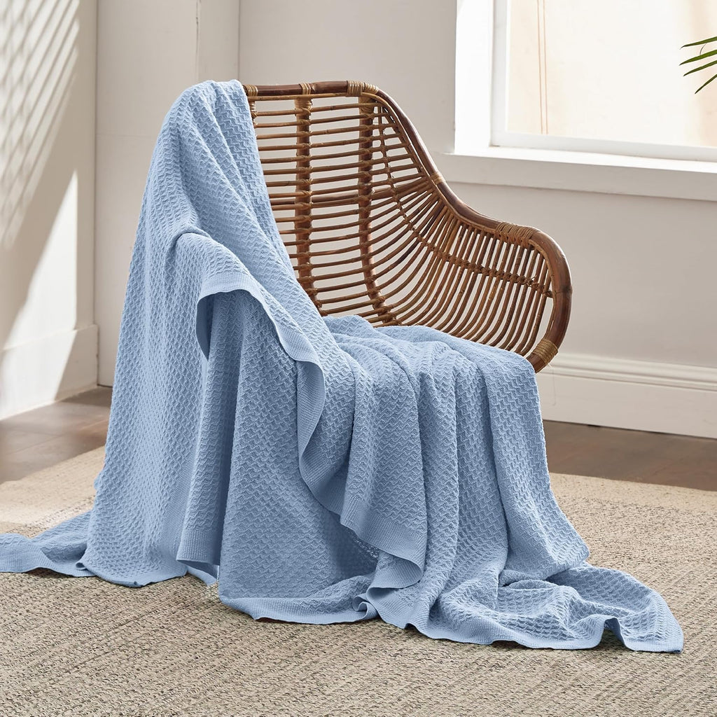 Havre Douillet | Couverture Queen 100% Coton avec Tissage Waffle Rafraîchissant | Douce et Respirante pour le Confort d'Été