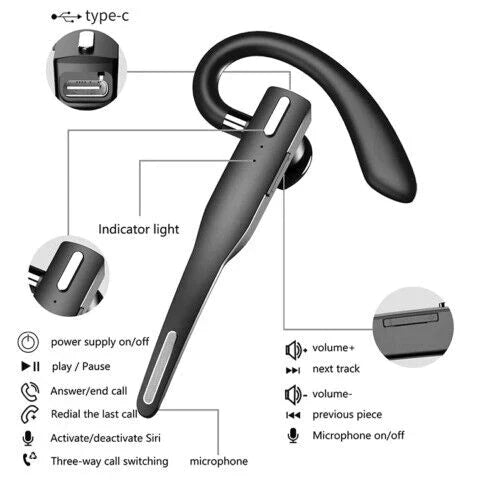 Casque Bluetooth 5.1 avec Réduction de Bruit et Microphones Doubles pour Hommes