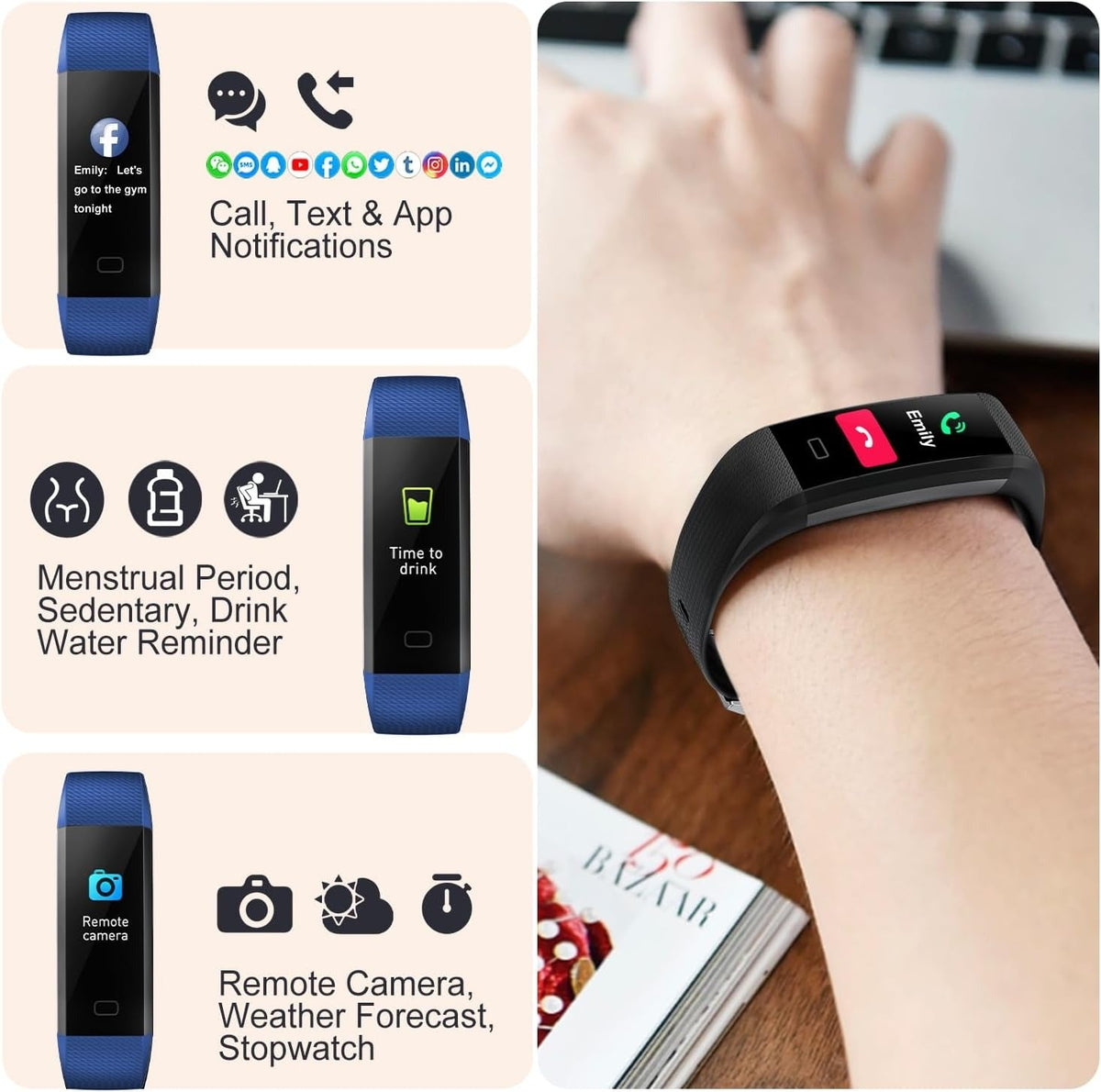 Montre Connectée pour le Suivi de la Santé avec Suivi du Pouls et de la Pression Artérielle