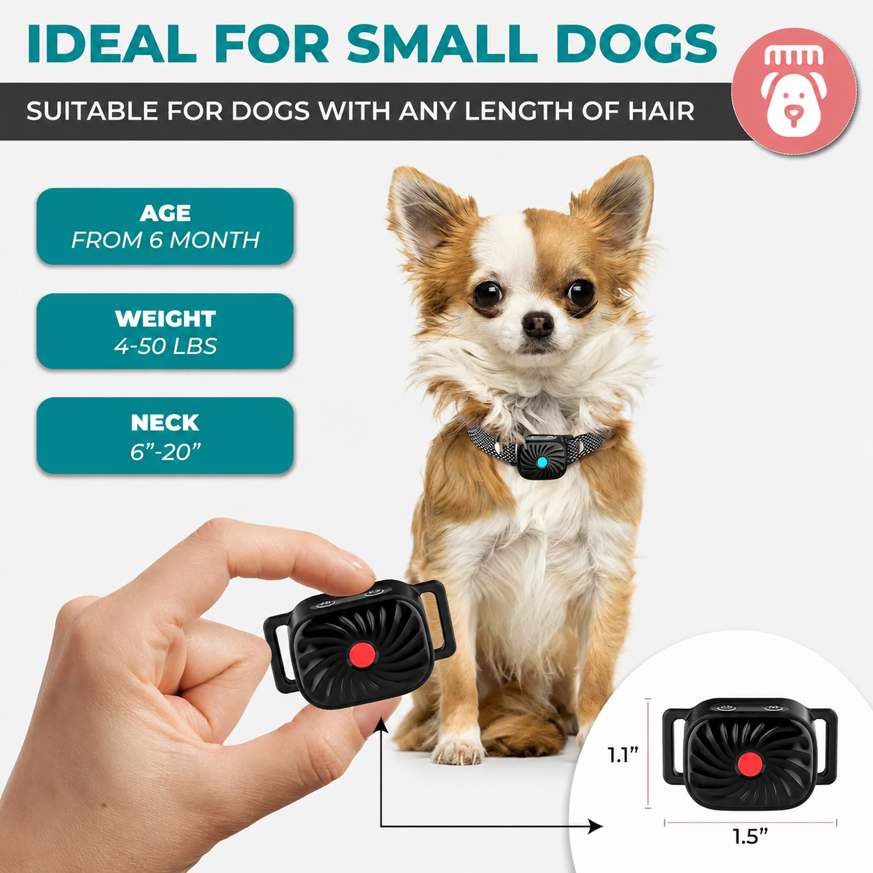 Collier Anti Aboiement pour Petits Chiens avec Modes de Dressage Réglables
