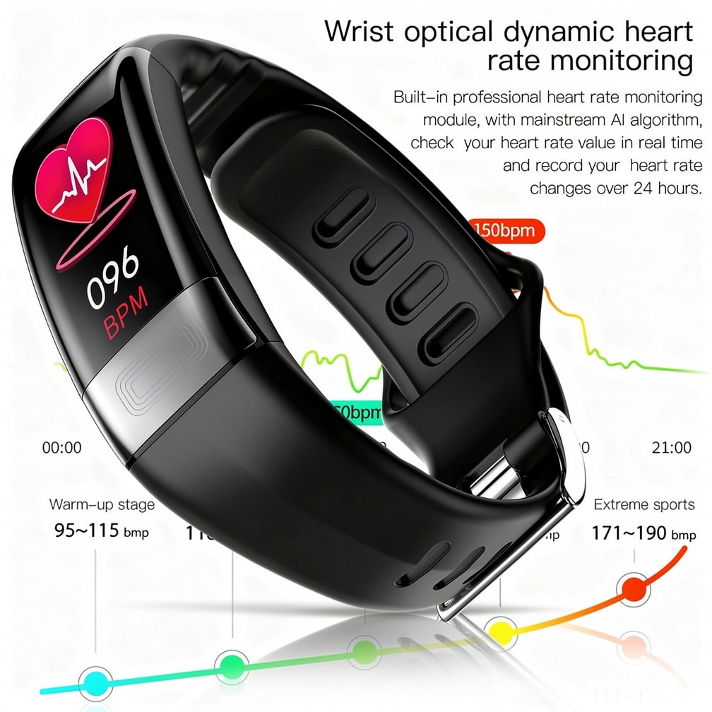 Montre connectée avec EKG, fréquence cardiaque, pression artérielle et suivi du sommeil pour hommes et femmes | Tracker de fitness | Vitaro