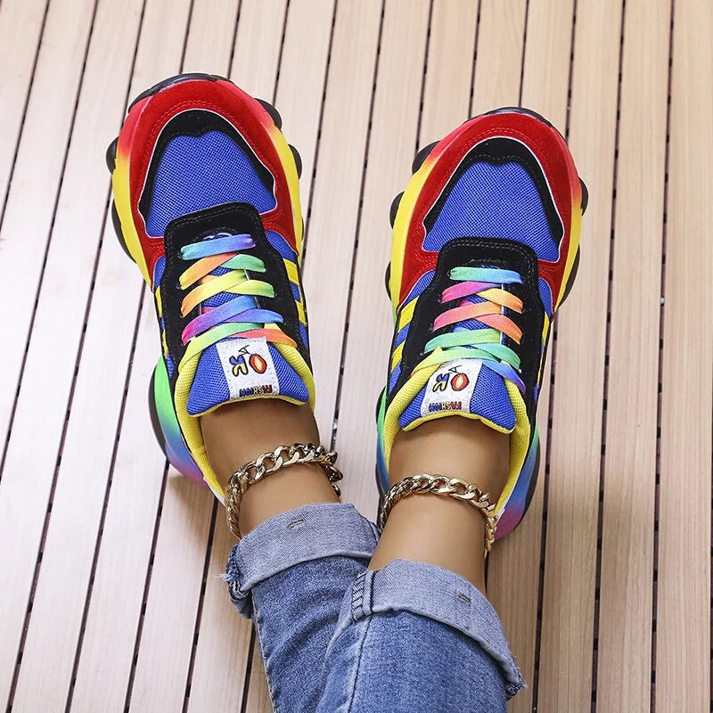 Sneakers Orthopédiques À Plateforme Multicolores Pour Femme – Style Moderne et Confort Absolu