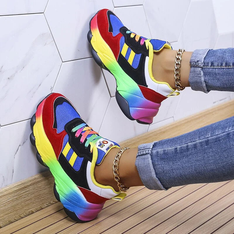 Sneakers Orthopédiques À Plateforme Multicolores Pour Femme – Style Moderne et Confort Absolu