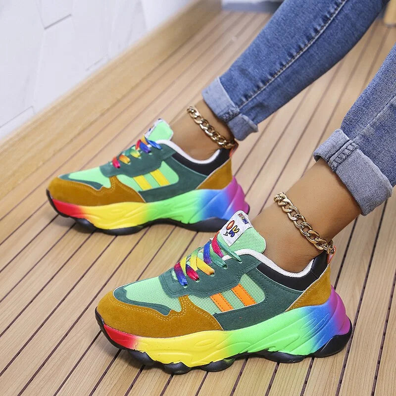 Sneakers Orthopédiques À Plateforme Multicolores Pour Femme – Style Moderne et Confort Absolu