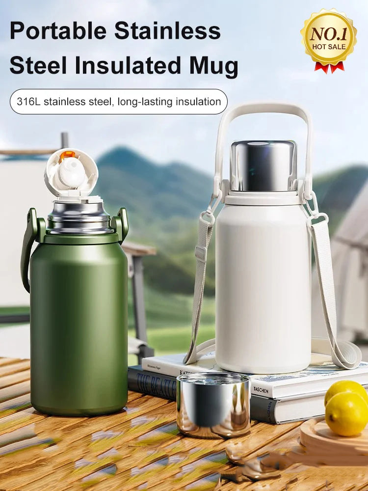 Gobelet Isolé en Acier Inoxydable – Tasse Thermos Portable pour Boissons Chaudes et Froides