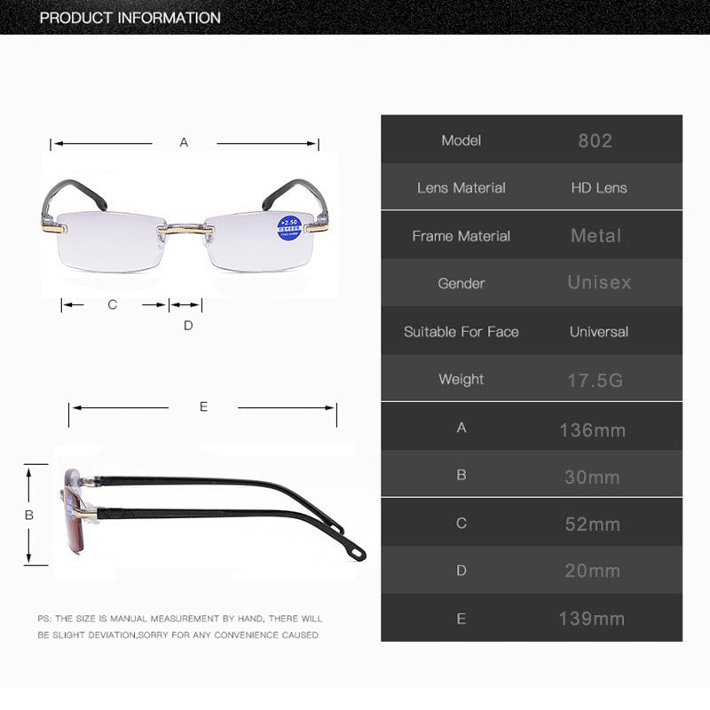 Viselio Lunettes de lecture intelligentes avec verres progressifs | Ultra légères & filtre de lumière bleue | Pour la vision de près et de loin | Monture en titane TR90