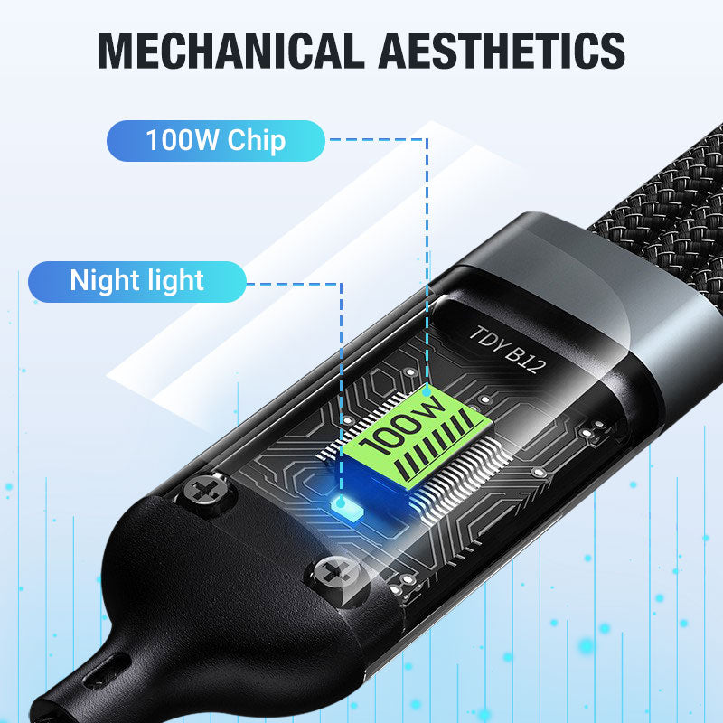 Câble de Chargement 1+1 GRATUIT : Câble de Charge Rapide Universel 3-en-1 100W