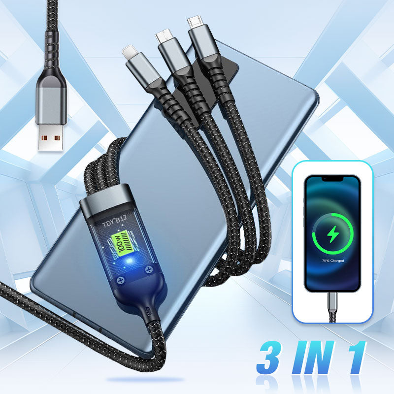 Câble de Chargement 1+1 GRATUIT : Câble de Charge Rapide Universel 3-en-1 100W
