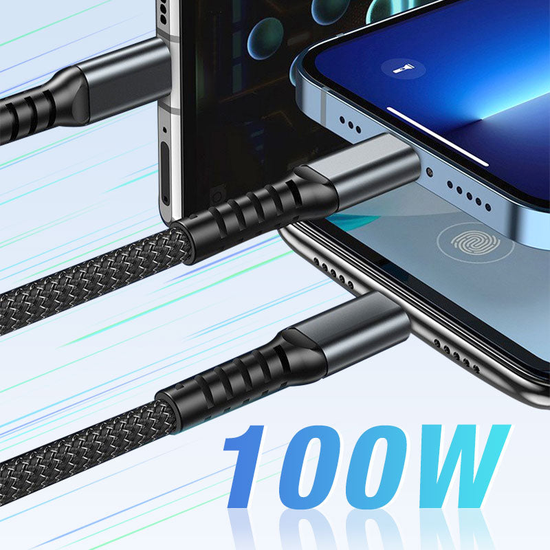 Câble de Chargement 1+1 GRATUIT : Câble de Charge Rapide Universel 3-en-1 100W