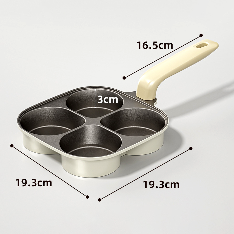 Poêle à omelette 4 tasses avec revêtement antiadhésif – Cuisson de quatre œufs en même temps