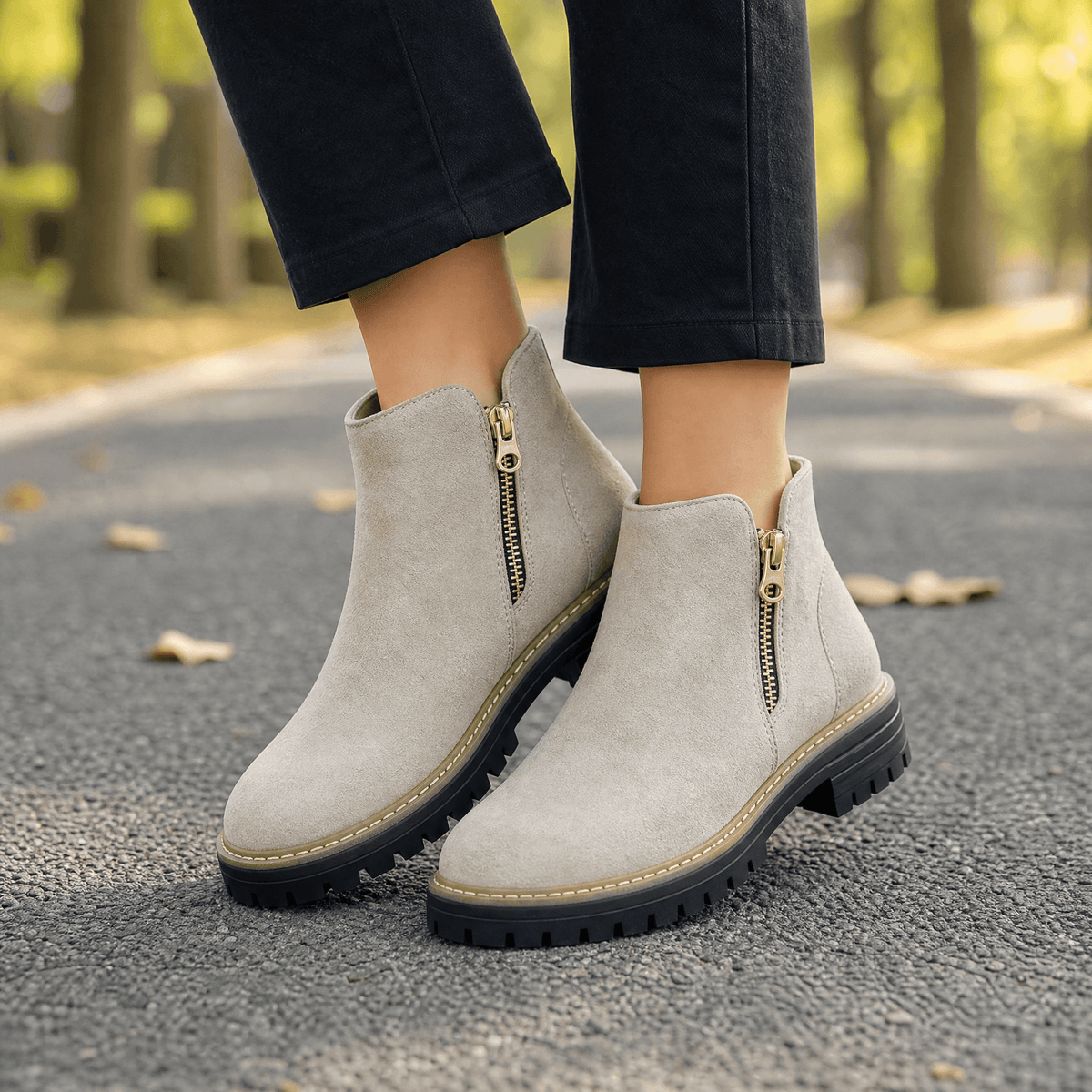Stepara - Bottines Chelsea en daim avec fermeture éclair latérale