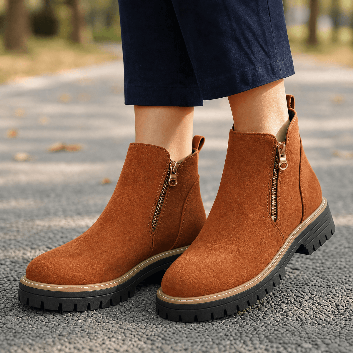 Stepara - Bottines Chelsea en daim avec fermeture éclair latérale