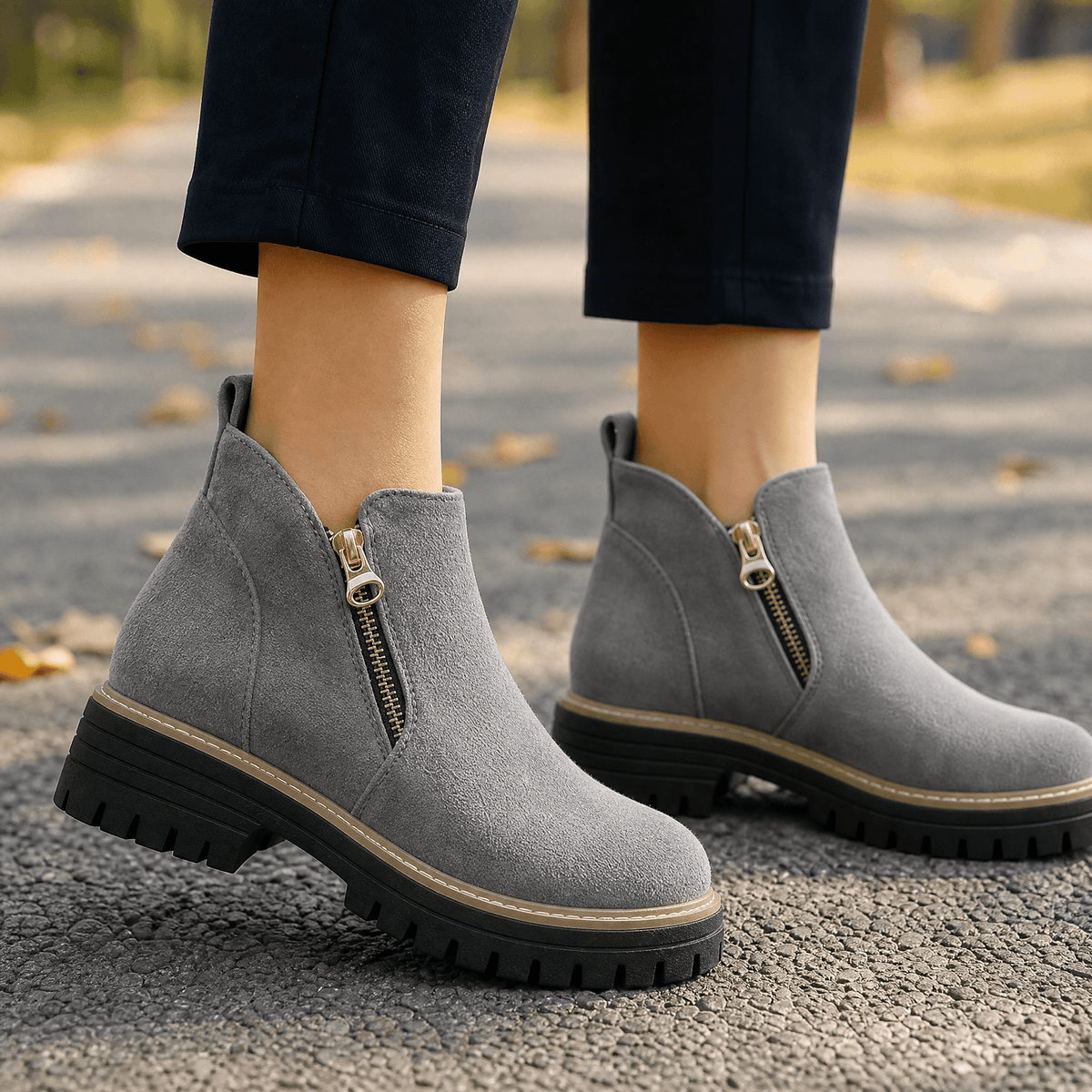 Stepara - Bottines Chelsea en daim avec fermeture éclair latérale